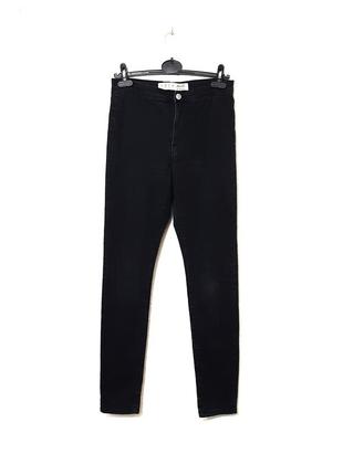 Denim co трендовые джинсы чёрные женские слимы узкие деми/зима/лето р44 46