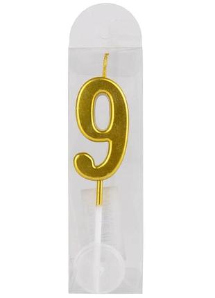 Свічка для торта "9" золота elisey