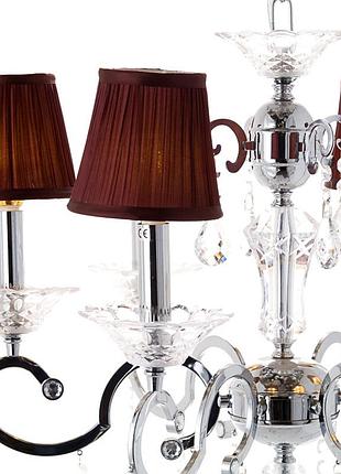 Люстра c коричневым абажуром и кристаллами (6 ламп) (ou002/6/chrom) elisey