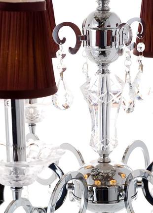 Люстра c коричневым абажуром и кристаллами (6 ламп) (ou002/6/chrom) elisey