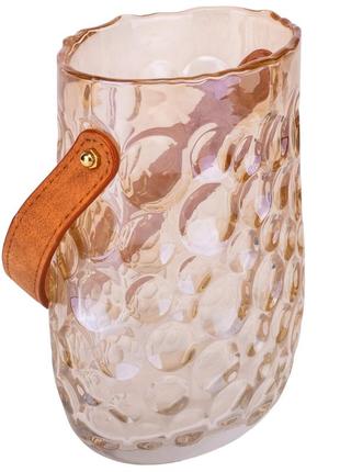 Стеклянная декоративная ваза для цветов "золотые воспоминания", 18 см, декор для дома