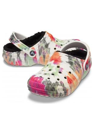 Утепленные кроксы classic lined tie dye clog 41 комбинированный crocs