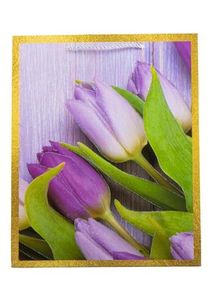 Подарочный пакет "тюльпаны", 26*32 см elisey