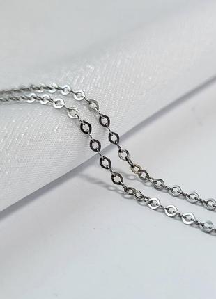 Серебряная тонкая цепочка цепь круглый якорь 40 см серебро 925 пробы родированное...