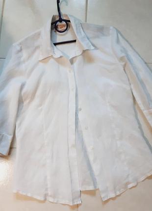 Винтажная белая рубашка из китайской крапивы рами 3/4 рукав, размер 36 promiss6 фото