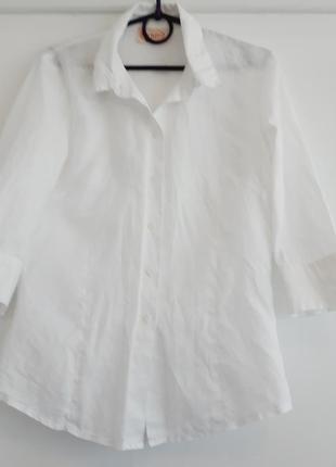 Винтажная белая рубашка из китайской крапивы рами 3/4 рукав, размер 36 promiss