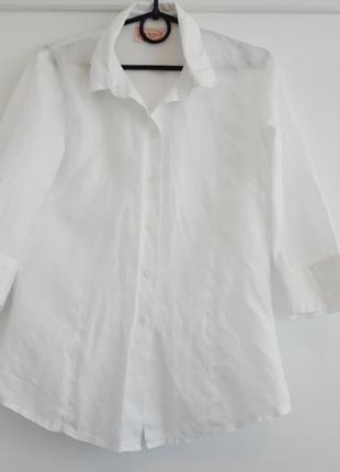 Винтажная белая рубашка из китайской крапивы рами 3/4 рукав, размер 36 promiss9 фото