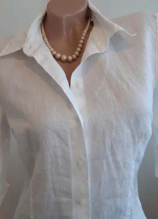 Винтажная белая рубашка из китайской крапивы рами 3/4 рукав, размер 36 promiss3 фото