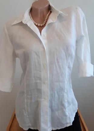 Винтажная белая рубашка из китайской крапивы рами 3/4 рукав, размер 36 promiss2 фото