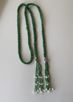 Довгий пояс / аксесуар з дорогого бісеру