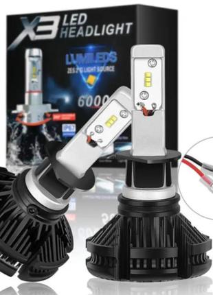 Комплект світлодіодних ламп для автомобільних фар x3 h3, яскраві світлодіодні лед-лампи для авто2 фото