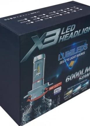 Комплект світлодіодних ламп для автомобільних фар x3 h3, яскраві світлодіодні лед-лампи для авто4 фото