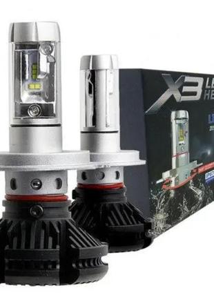 Комплект світлодіодних ламп для автомобільних фар x3 h3, яскраві світлодіодні лед-лампи для авто8 фото
