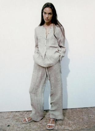 Льняные брюки zara