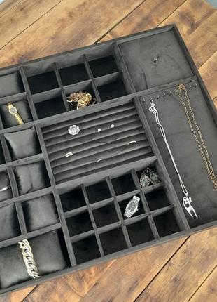 Модуль-вкладыш для украшений в ящик, коричневый 535*470*50мм wooden organizer