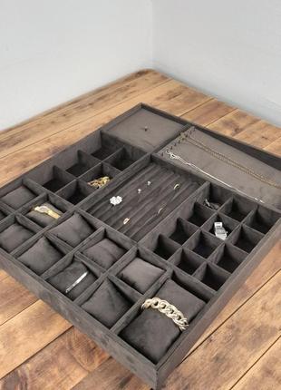 Модуль-вкладыш для украшений в ящик, коричневый 535*470*50мм wooden organizer