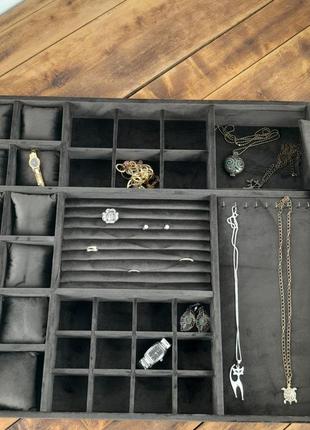 Модуль-вкладыш для украшений в ящик, коричневый 535*470*50мм wooden organizer