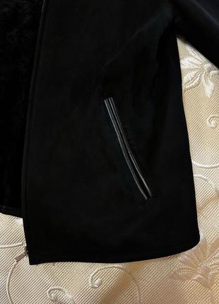 Мужская натуральная дублёнка из овчины. производитель турция. состояние новое. без дефектов. цвет чёрный.5 фото