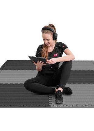 Мат-пазл hop-sport eva 1см hs-a010pm - 6 частей черно-серый