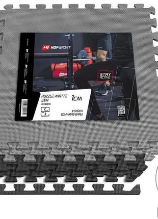 Мат-пазл hop-sport eva 1см hs-a010pm - 6 частей черно-серый