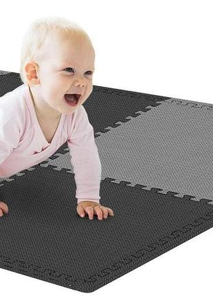 Мат-пазл hop-sport eva 1см hs-a010pm - 6 частей черно-серый