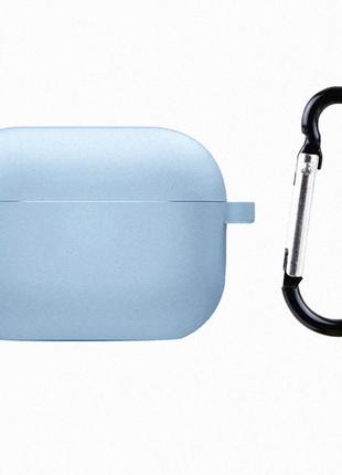 Силиконовый чехол с карабином на airpods 3 (голубой)
