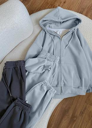 Костюм супер якості oversize з флісом, худі + джоггери  спортивний теплий