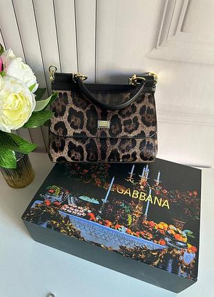 Сумка леопардовая кожаная в стиле dolce gabbana sicily