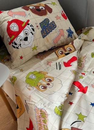 Постель детская. простынь 220×150+ наволочка комплект постельного белья "щенячий патруль"