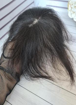 Мини накладка топер макушка челка 100% натуральный славянский волос с имитацией кожи головы.