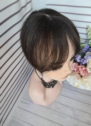 Мини накладка топер макушка челка 100% натуральный славянский волос с имитацией кожи головы.