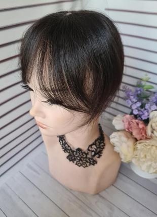 Мини накладка топер макушка челка 100% натуральный славянский волос с имитацией кожи головы.