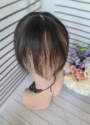 Мини накладка топер макушка челка 100% натуральный славянский волос с имитацией кожи головы.