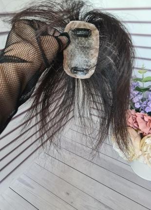 Мини накладка топер макушка челка 100% натуральный славянский волос с имитацией кожи головы.