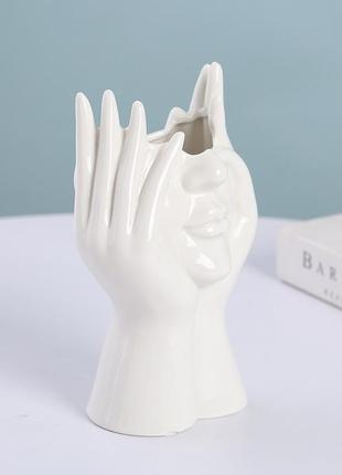 Ваза лицо 14451 8.5х13х21.5 см белая