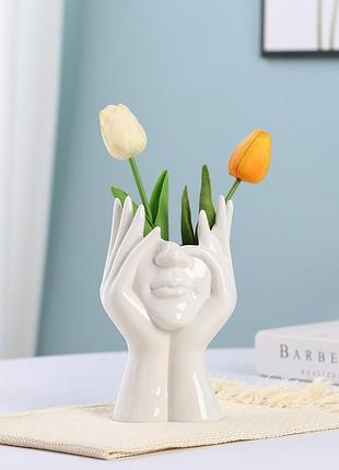 Ваза лицо 14451 8.5х13х21.5 см белая