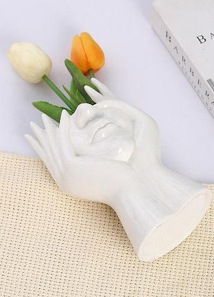 Ваза лицо 14451 8.5х13х21.5 см белая