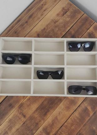 Модуль под очки на 12 штук в ящик, кремовый, 520х300х50мм wooden organizer
