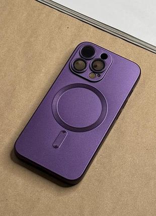 Чохол на iphone 13 pro, матовий, темний фіолетовий колір. чохол з захистом камери