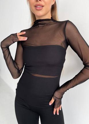 Топ сітка гольф keepstyle чорний rikky