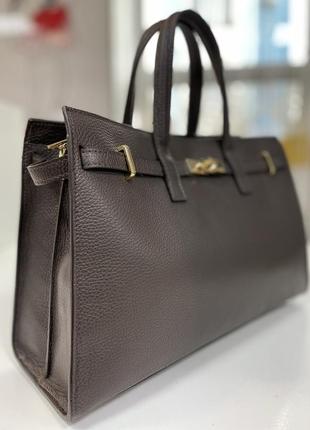 Трендова коричнева сумка шкіра натуральна італія7 фото