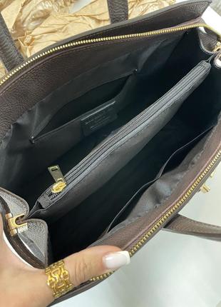 Трендова коричнева сумка шкіра натуральна італія2 фото