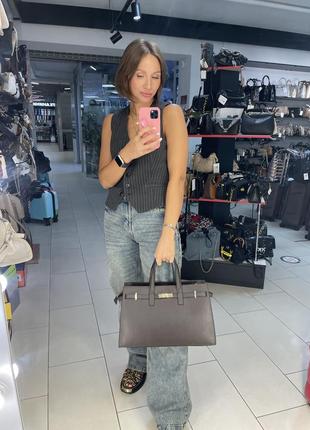 Трендова коричнева сумка шкіра натуральна італія8 фото