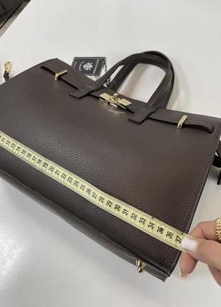 Трендова коричнева сумка шкіра натуральна італія9 фото