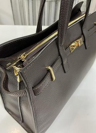 Трендова коричнева сумка шкіра натуральна італія