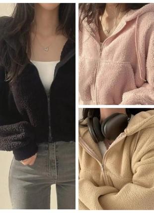 Худи теди на молнии / укороченное оверсайз кофта