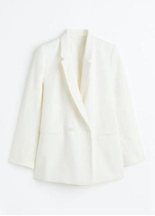 Білий, молочнийприталений оверсайз піджак жакет блейзер h&m
