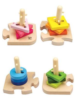 Деревянный пазл-сортер hape цветные фигуры (e0411)5 фото
