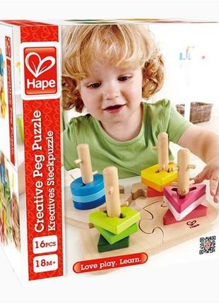Деревянный пазл-сортер hape цветные фигуры (e0411)6 фото