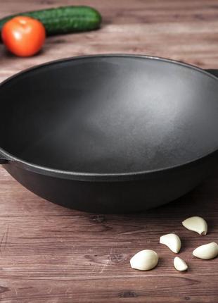 Сковорода чугунная wok 4,7 л с чугунной крышкой4 фото